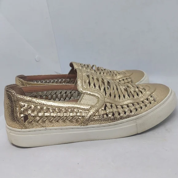 Tory Burch Huarache 2 Slip-On Sneakers Shoes Woven Golden Womens Size 9.5M - Picture 2 of 16